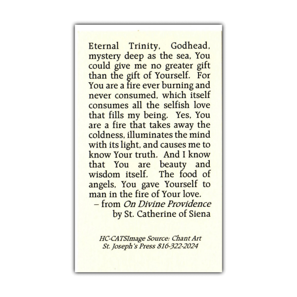 Saint Catherine of Siena holy card Prayer to the Trinity