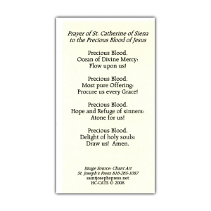 Saint Catherine of Siena holy card Precious Blood prayer