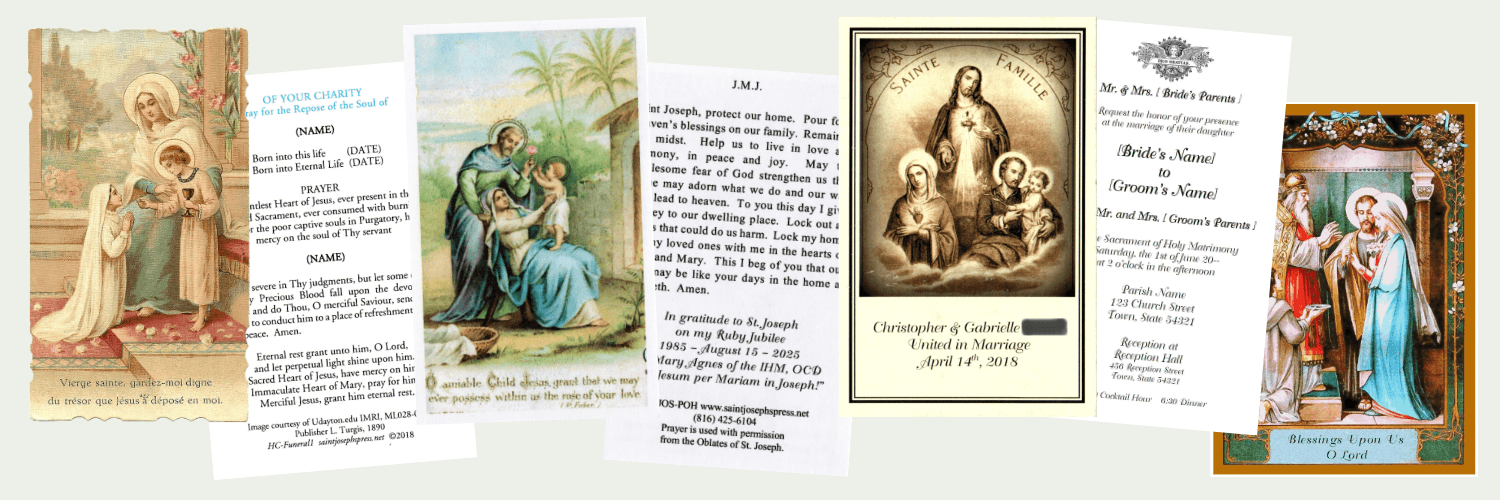 Custom Printing First Communion Wedding Religious Orders Funerals collage