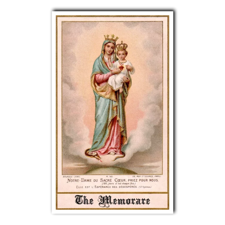 The Memorare Prayer Our Lady of the Sacred Heart holy card
